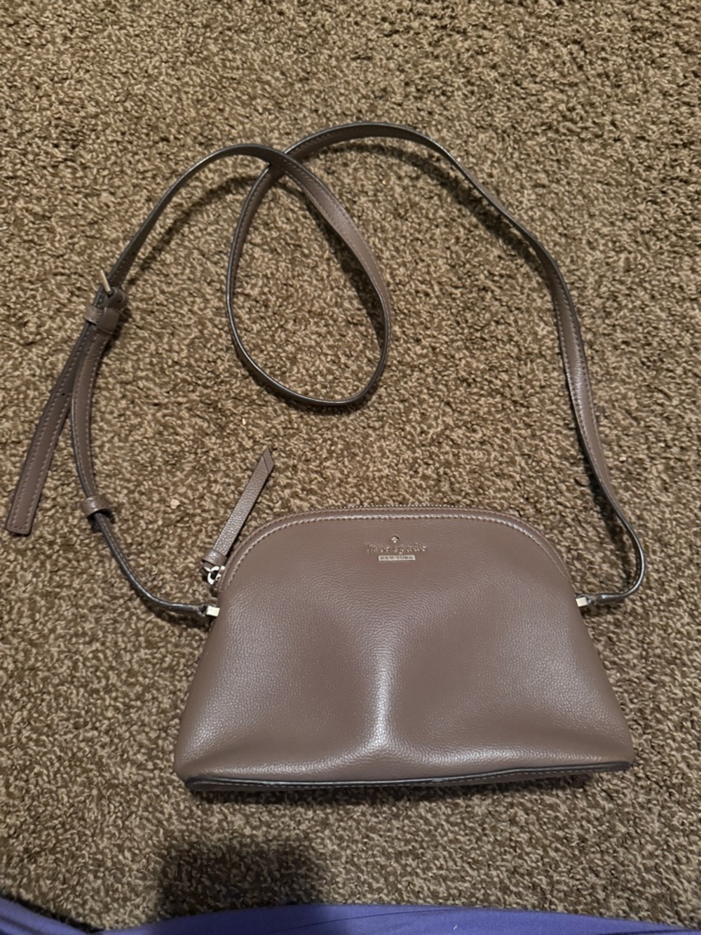 kate spade pebble leather crossbody in taupe gray